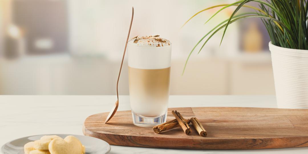 Foto van een glas Latte Macchiato