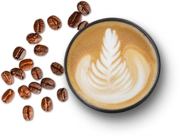 Foto van koffiekop met latte art